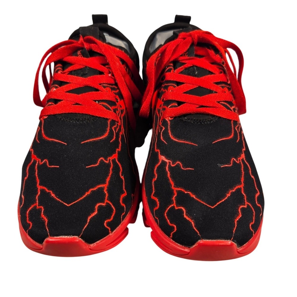 Bronax Mens Athletic Sneakers‎ Black Red Lightning Pattern Blade Sole Size 41 EU